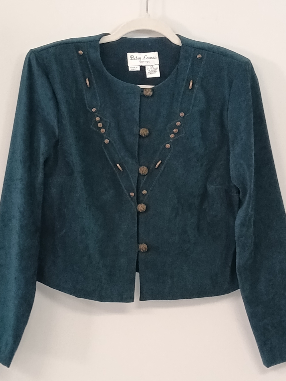 Vintage Western Studded Cropped Dark Green Faux Suede Bolero Jacket 14 Petite